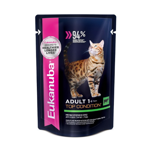 Eukanuba Adult Top Condition Кусочки паштета в соусе для взрослых кошек (с говядиной)