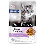 Влажный корм Pro Plan Nutri Savour для взрослых кошек старше 7 лет, нежные кусочки с индейкой, в соусе