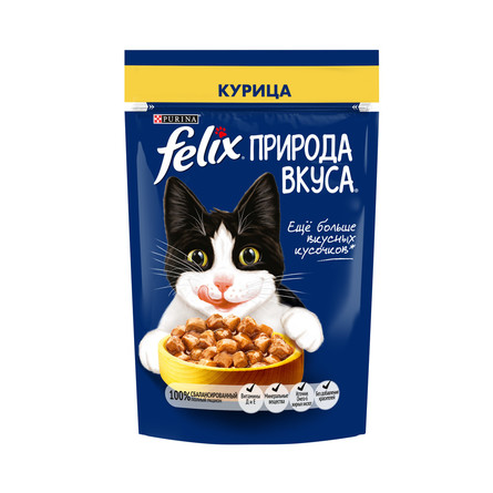 Влажный корм Felix Природа вкуса для взрослых кошек с курицей в соусе – интернет-магазин Ле’Муррр